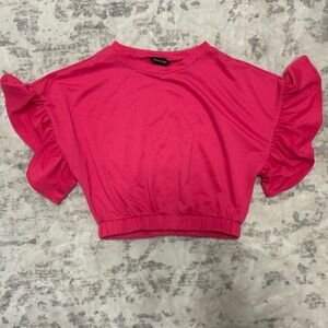 Pink ruffle crop top